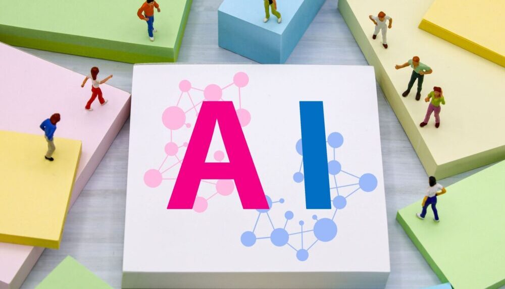 AIに関心がある人形たちのイラスト
