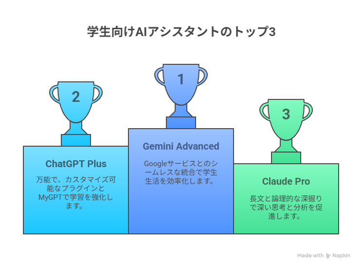 chatGPTとGeminiとClaudeの総合ランキングの画像